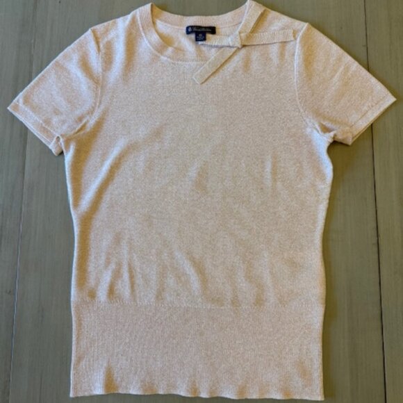 Brooks Brothers Shimmer Knit Short Sleeve Short Sleeve Sweater - Picture 3 of 12